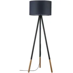 Paulmann Stehlampe Neordic Rurik grau - Moderne Dreibein-Stehlampe mit Holz- und Stoffmix, ideal für stilvolle Wohnzimmergestaltung