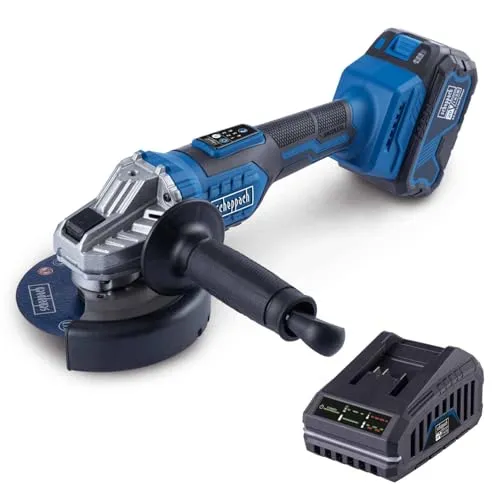 Scheppach Akku Winkelschleifer BC-AG125-X | SchleifscheibenØ 125mm | Drehzahl 2500‒10000 min-1 in 6 Stufen | Softstart & Überlastschutz | 20V-IXES-Serie | 10 Jahre Garantie | mit 4Ah Akku & Ladegerät