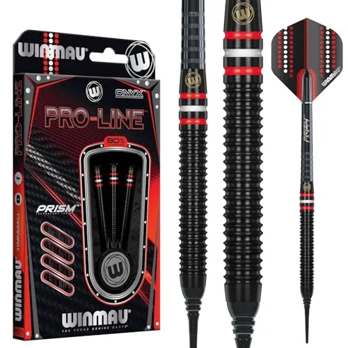 WINMAU Pro-Line 18g Fassgewicht, 20g Gesamtgewicht Profi Wolfram Softip Dartpfeile mit Flights und Schäfte