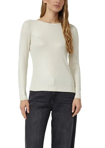 s.Oliver RIPP-Shirt mit Glitzer-Effekt in beige von s.Oliver