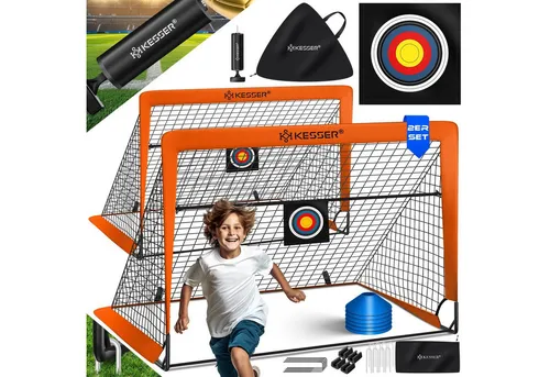 KESSER Fußballtor Pop-Up 2er Set für Kinder - Faltbare Fußballtore mit verstärkten Glasfaserstangen und praktischem Pop-up Design, ideal für stundenlangen Fußballspaß überall, inklusive Tragetasche und Erdankern.