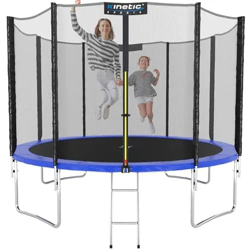 KINETIC SPORTS Trampolin Outdoor Salto Ø 183-490 cm - Hochwertiges Gartentrampolin mit Sicherheitsnetz und robustem Rahmen, ideal für Kinder bis 160 kg, perfekt für sicheren Spaß im Freien.