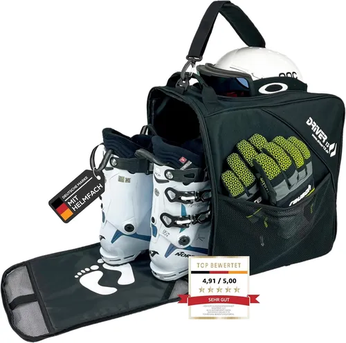 Driver13 Skistiefeltasche Bootbag mit Helmfach - Praktische Skistiefeltasche für den Transport von Skistiefeln und Zubehör. Mit geräumigem Hauptfach und Trageoptionen bietet sie Komfort und Übersichtlichkeit, ideal für Wintersportler.