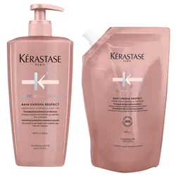 Kérastase Chroma Absolu Bundle Haarshampoo 2 x 500 ml - Shampoo für feines, coloriertes Haar, intensive Pflege und maximaler Farberhalt. Ideal für geschädigtes oder sensibilisiertes Haar.