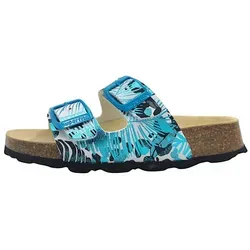 Superfit Fussbettpantoffel Hausschuh, Weiß/Mehrfarbig 1120, 32 EU - Hausschuhe für Mädchen mit orthopädischem Tieffußbett aus Naturkork und anpassbarer Weite durch 2 Schnallen für optimalen Tragekomfort.