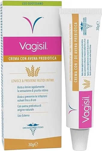 Vagisil Crema Idratante per Intimo Donna, Lenitiva, Protegge e Previene Fastidi Intimi, Pelle Sensibile, Avena Prebiotica Naturale, 30 g