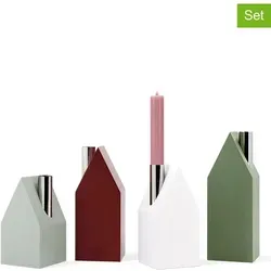 Remember 4er-Set Kerzenständer in Bunt - Nussknacker: 4 stilvolle Kerzenständer aus Holz und Edelstahl für stimmungsvolle Lichtakzente, ideal für jedes Zuhause. (Kerzen nicht im Lieferumfang)