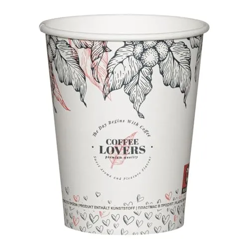 VEPATIM 100 Kaffeebecher CoffeeToGo Pappbecher Design COFFEE LOVERS 200ml (270ml)