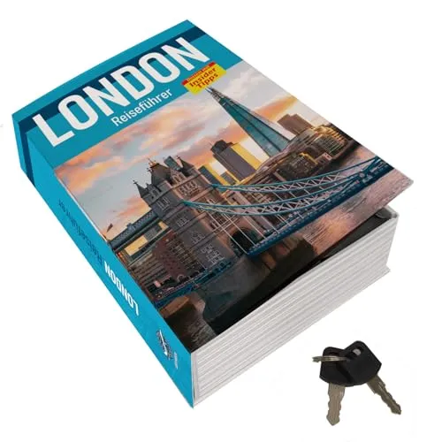 London Reiseführer - Booksafe L mit Geheimversteck - Entdecken Sie London stilvoll mit unserem Booksafe L! Dieser kreative Buchtresor schützt Ihre Schätze sicher und sieht dabei fantastisch aus. Ideal für Reisen oder Zuhause – ein einzigartiges Geschenk für London-Fans!