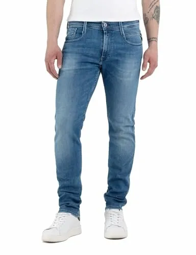 Replay Herren Jeans Anbass Slim-Fit mit Comfort Stretch, Medium Blue 009 - Jeans in Slim Fit mit 5 Taschen und Power Stretch für optimalen Komfort. Perfekte Passform und lässiger Look für den Alltag.