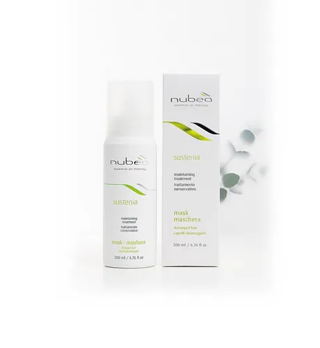 Nubeà Haarmaske SUSTENIA für geschädigtes Haar, Vegan - Regenerierende Haarmaske mit ätherischen Ölen und Pflanzenextrakten. Ideal zur Pflege und Feuchtigkeitsversorgung geschädigter Haare. Für mehr Vitalität und Geschmeidigkeit. Einfach anzuwenden nach der Haarwäsche.