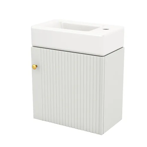 Hängender Waschtisch mit Waschbecken und Unterschrank - Moderner Waschtisch mit hochwertigem Waschbecken aus Sanitärkeramik. Ideal für kleine Bäder dank geringer Tiefe und bietet großzügigen Stauraum. Pflegeleichte Oberfläche für einfache Reinigung.