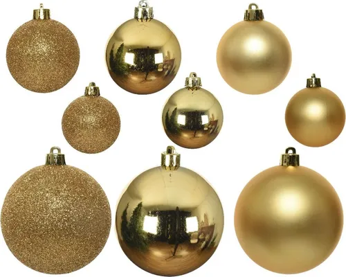 Weihnachtskugeln Kunststoff Mix 4-6cm 30er Set - Hellgold