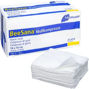 Meditrade Mullkompressen BeeSana, unsteril, 10 x 10cm, 16-fach, 100 Stück