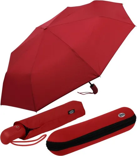iX-brella Taschenregenschirm First Class - Automatikchirm, sturmfest und windfest - Taschenschirm mit 97cm Durchmesser, stabil und windfest. Ideal für unterwegs, im praktischen Etui. Ergonomischer Griff für angenehmes Tragen. Schützt zuverlässig bei Regen!