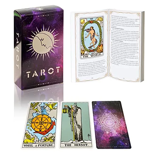 IXIGER Tarotkarten Deck mit Anleitung,78 Klassische Tarotkarten, Tarot Deck,Standardgröße 12 x 7 cm,Tarot-Kartendecks für Anfänger und Experten,zukünftiges Kartenspiel(Englisch)
