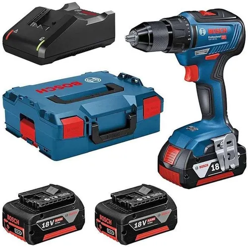 Bosch Professional GSR18V-55 Akku Bohrschrauber mit 3 Akkus - Akkuschrauber Set mit 3x 5 Ah Lithium-Ionen Akkus, kompakt und leichtgewichtig für müheloses Arbeiten. Ideal für Profis und Heimwerker.
