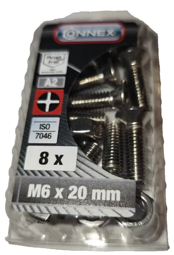 Gewindeschrauben M6x20 mm 8 stück Edelstahl ISO 7046 A2