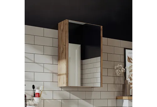 Roomart Badmöbel-Set MINI 50, (Komplett-Set für Badezimmer, Gäste WC, Unterschrank mit Waschbecken, Seitenschrank, Spiegelschrank), • Weiß • Weiß-Eiche • Eiche • Anthrazit-Eiche • Schwarz