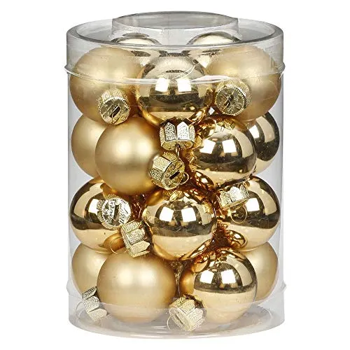 MAGIC 20 Christbaumkugeln Glas 3 cm Christbaumschmuck Weihnachtskugeln Baumkugeln Baumschmuck Weihnachtsdeko Farbe: Brokat Gold