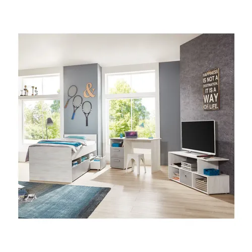 Jugendzimmer Sparset 3-tlg. Bett, Schreibtisch & Lowboard