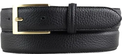 BELTINGER Italienischer Anzug-Gürtel, 30 mm breit, Herren, Anzuggürtel, Hosengürtel, strukturiertes Leder, Schließe Gold | Schwarz 80cm