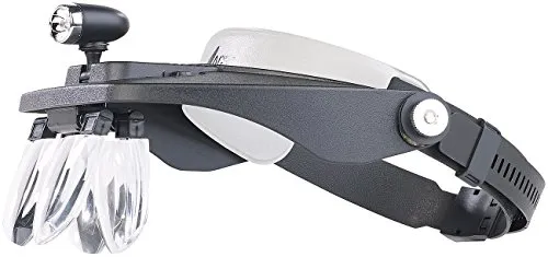 AGT Lupenbrille: Stirnlupe mit 1,2-/1,8-/2,5-/3,5-facher Vergrößerung und LED-Licht (Stirnlampe mit Lupe, Lupenbrille Modellbau, Uhrmacherwerkzeug Sets)