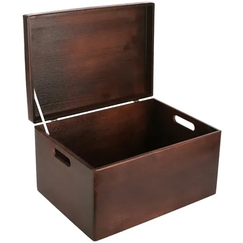Creative Deco Holzkiste XXL mit Deckel - Große Erinnerungsbox aus Holz (40x30x24 cm) mit Griffen und Scharnieren, ideal zur Aufbewahrung von Babyerinnerungen. Praktisch und stilvoll!
