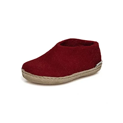 glerups dk Unisex - Kinder Hausschuhe, Jungen,Mädchen Hüttenschuhe,Ledersohle, warm Winter Pantoffel Slipper Puschen Stiefel,Rot,29 EU / 11 UK Child