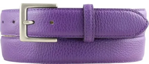 Italienischer Chino-Gürtel, 30 mm breit, Herren, Anzuggürtel, Hosengürtel, strukturiertes Leder, Schließe Altsilber | Lila 90cm