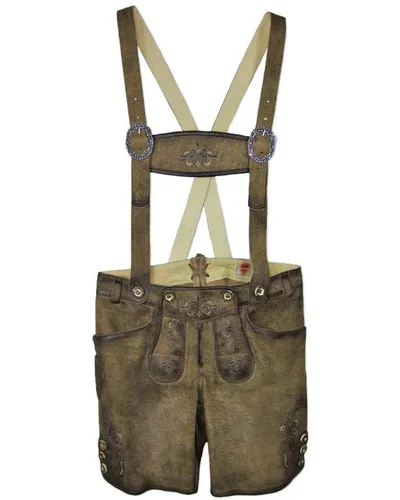 Maddox Trachtenlederhose Kurze Damen Lederhose 'Dafne' Stegträger, Speckig
