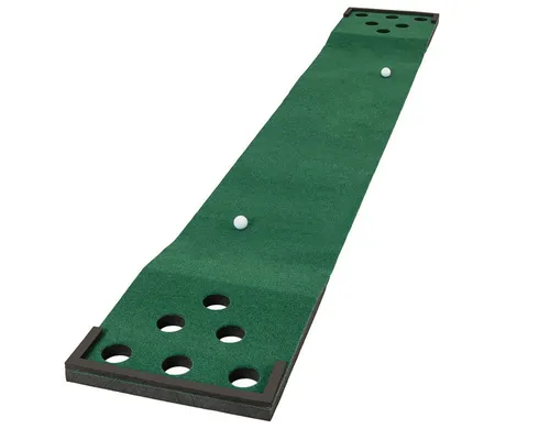COSTWAY Golf Pong Puttingmatte 332 x 50 cm mit Putter & Bällen - Komplettes Golf-Set für spannenden Spielspaß: Puttingmatte, 2 verstellbare Putter, 6 Bälle und Tragetasche. Ideal für drinnen und draußen, fördert Wettbewerb und Freude bei Familienfeiern.