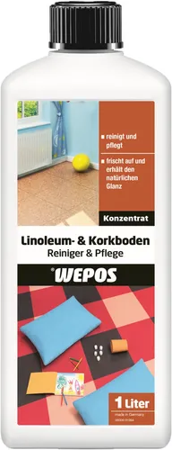 Wepos Linoleum & Korkboden Reiniger - Flüssigreiniger für den Innenbereich, entfernt effektiv Schmutz und pflegt Ihre Linoleum- und Korkböden.