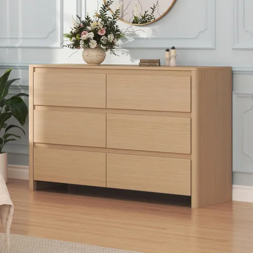 [en.casa] Kommode Takranmaa mit 6 Schubladen in Eicheoptik