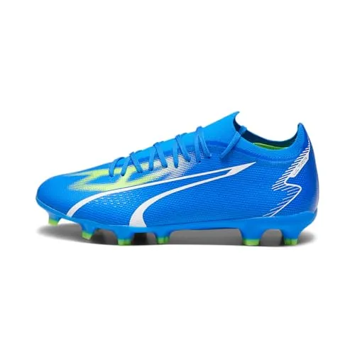 PUMA Unisex Match FG/AG Fußballschuh - Ultra Blue White Pro Green, 42 EU - Fußballschuhe mit leichtem Mesh-Obermaterial und Gripcontrol Skin für präzise Ballkontrolle. Ideal für rasante Spiele auf Rasen und Kunstrasen.