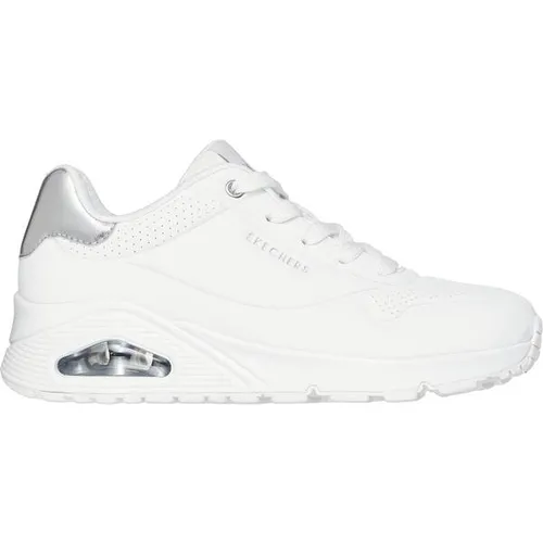 Skechers Damen UNO Golden Air Sneaker - White Durabuck/Silver Trim, 42 EU - Damen-Sneaker mit luftgekühltem Memory-Schaum für optimalen Komfort und stylisches Design.