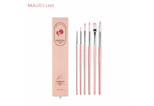 Mairtini Pinsel Brilliant Rays Academy Set – 6 Pinsel (Größe 0 / 1 / 2 / 3 / 4 / 5), (6 St), Vielseitige Pinsel mit rosa Griffen & eleganter Geschenkverpackung