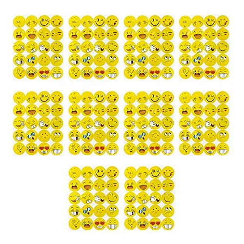 Oblique Unique® 200x Gesichter Sticker Set | 10 Bögen à 20 Selbstklebende Aufkleber Ø 2cm | Lustige gelbe Gesichtsmotive | Belohnungssticker für Kinder, Schule & Geburtstag Deko