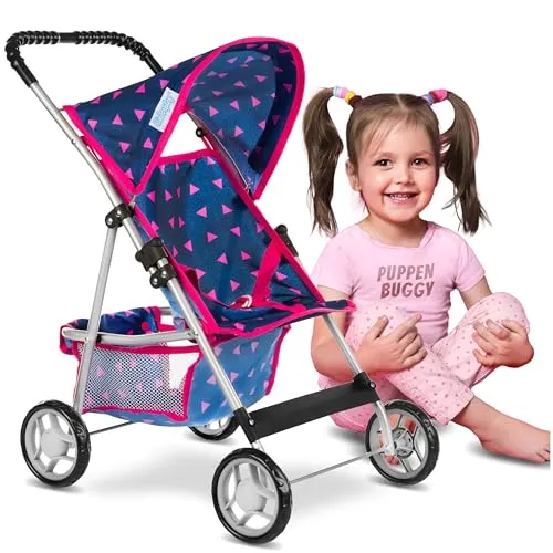 Kinderplay Dolls & Strollers Puppenwagen - Standard-Puppenwagen mit Anschnallgurt, klappbar und ideal für kleine Puppenmamas ab 3 Jahren. Inklusive praktischem Einkaufsnetz für alles Wichtige.