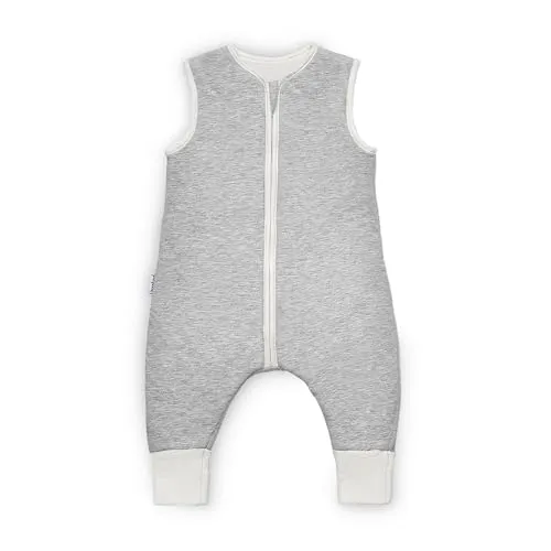 Ehrenkind® Ganzjahres-Schlafsack mit Füßen Wollfüllung | 100% Bio-Baumwolle mit 100% Wolle Füllung Baby-Schlafsack | OEKO-TEX | Hellgrau Melange 80