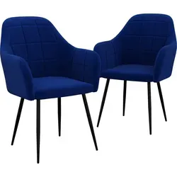 HAGO® Esszimmerstühle 2er Set Blau - Retro Esszimmerstühle mit gepolsterten Armlehnen, ideal für gemütliche Esszimmer. Komfortabel und stilvoll, perfekt für dein Zuhause.