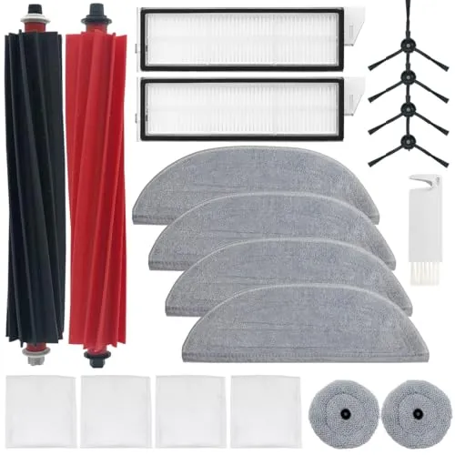 HomeTimes Ersatzteile für Roborock S8 MaxV Ultra Saugroboter Zubehör mit 2 Gummibürsten 2 HEPA-Filter 6 Mop-Pads 4 Seitenbürsten 4 Staubbeutel 18tlg.