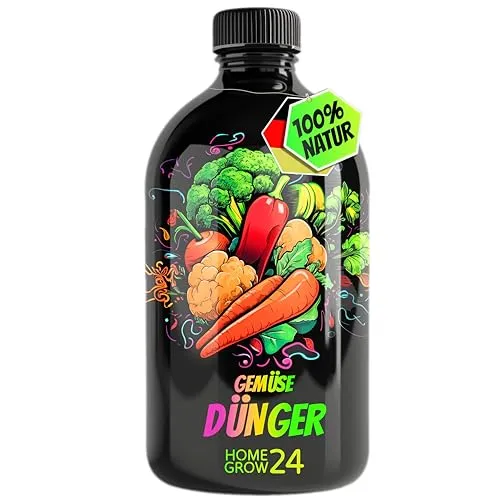 Homegrow24 Gemüse Dünger, Dünger für alle Gemüsepflanzen, 500 ml, Vitalstoffkomplex mit effektiven Mikroorganismen und organischer Pflanzenkohle, 100% Natürlich, für üppiges Wachstum