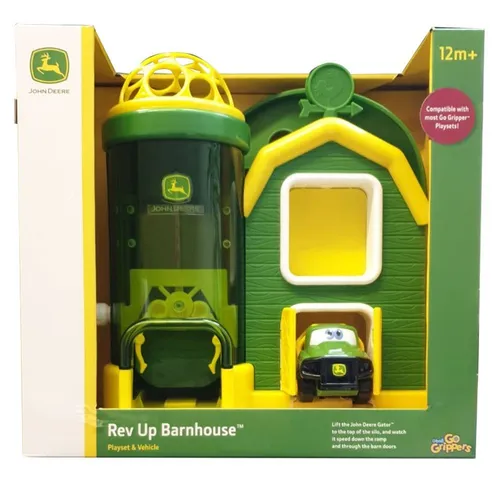 Oball Go Grippers John Deere Traktor Scheunenset - Sonstige Spielzeuge für Kinder ab 3 Jahren, fördert die motorischen Fähigkeiten und Kreativität beim Spielen im Bauernhof-Setting.