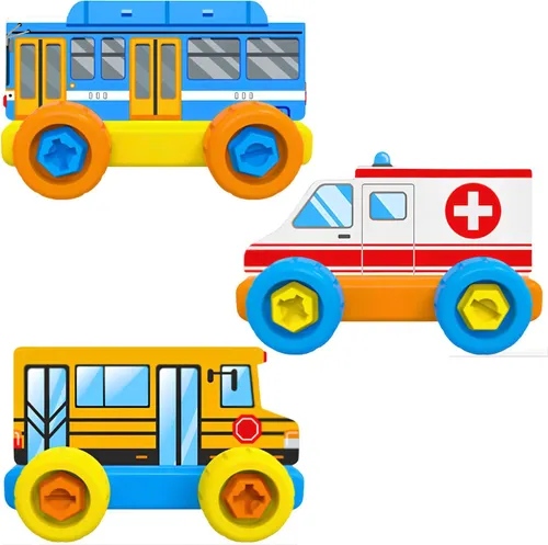 Montessori Bauklötze Set Bauwagen Schraubenzieher und Zubehör