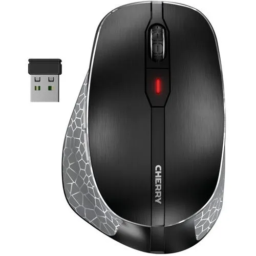CHERRY MW 8C ERGO - Ergonomische Wireless Mouse für Rechtshänder, wiederaufladbar mit 4-stufig einstellbarem Sensor und komfortabler Daumenauflage