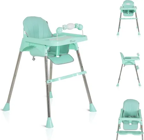 Moni Kinderhochstuhl Century, Spielzeug, Tablett verstellbar, Gurt, Fußstütze grün