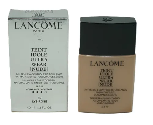 Lancôme Teint Idole Ultra Wear Nude SPF19 Foundation 02 Lys Rose 40ml - Die Teint Idole Ultra Wear Nude Foundation bietet einen natürlichen Look mit Lichtschutzfaktor. Ideal für ein makelloses Finish und langanhaltenden Tragekomfort.