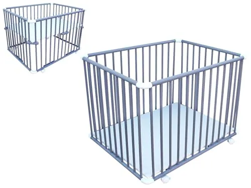 Laufgitter 100 x 80 cm Kiefer massiv höhenverstellbar grau