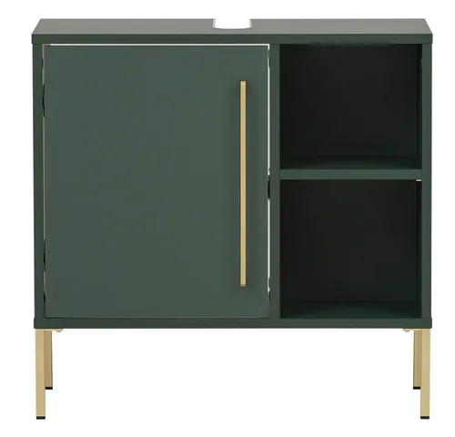 Lomadox Bad Waschbeckenunterschrank in waldgrün - Moderne Unterschränke fürs Bad, Made in Germany, mit Softclose-Funktion für mehr Stille und Sicherheit im Raum. Attraktives Design in trendigem waldgrün.